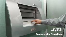  Presentation with safe - Theme featuring access control - businessman entering the bank safe background and a dark gray colored foreground