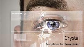  Presentation with eye - PPT layouts having access control - close up of male eye background and a soft green colored foreground