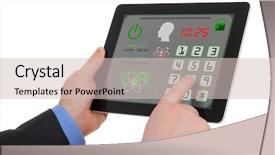  Presentation with data protection - Presentation design enhanced with access control - concept of data security background and a soft green colored foreground