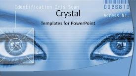  Presentation with digital data a human eye - Beautiful presentation design featuring access control - digital eye scan backdrop and a light blue colored foreground