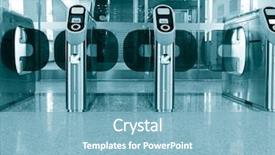  Presentation with control - Presentation design with access control - entrance gate at subway station background and a light blue colored foreground