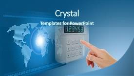  Presentation with access - Beautiful slide deck featuring access control - hand pushing safe button backdrop and a ocean colored foreground