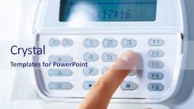  Presentation with code - Beautiful presentation theme featuring access control - male hand pressing the code backdrop and a sky blue colored foreground