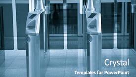  Presentation with railway gate - Slides enhanced with access control - ticket gate in the railway background and a teal colored foreground