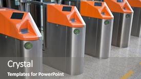  Presentation with ticket - Theme featuring access control - ticket gate background and a gray colored foreground