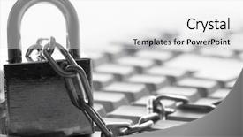  Presentation with computer keyboard and mouse - Cool new slide set with access denied - computer keyboard secured with chain backdrop and a white colored foreground