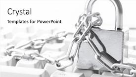  Presentation with access - Audience pleasing theme consisting of access denied - computer keyboard secured with chain backdrop and a white colored foreground