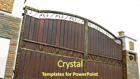  Presentation with access - Audience pleasing presentation consisting of access gates - modern house gate isolated backdrop and a tawny brown colored foreground