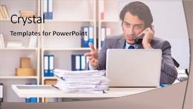  Presentation with employee anniversary work office - Colorful slide set enhanced with access paperwork - young handsome employee in wheelchair backdrop and a  colored foreground