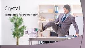  Presentation with employee anniversary work office - Colorful presentation design enhanced with access paperwork - young handsome employee in wheelchair backdrop and a white colored foreground