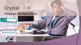  Presentation with paperwork - Colorful presentation design enhanced with access paperwork - young handsome employee in wheelchair backdrop and a  colored foreground