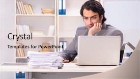  Presentation with wheelchair - Audience pleasing PPT theme consisting of access paperwork - young handsome employee in wheelchair backdrop and a  colored foreground