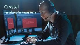  Presentation with computer virus - Slides consisting of accessibility - cybercrime hacking and technology concept background and a ocean colored foreground