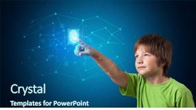  Presentation with hologram - Cool new PPT theme with accessing modern hologram personal database backdrop and a ocean colored foreground