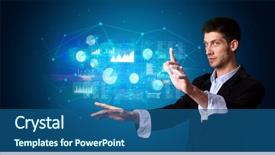  Presentation with hologram - Colorful slide set enhanced with accessing modern hologram personal database backdrop and a ocean colored foreground