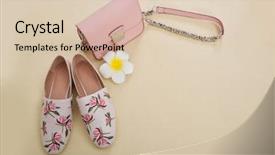  Presentation with floral - PPT theme consisting of floral pattern women's shoes background and a lemonade colored foreground