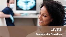  Presentation with private practice - PPT theme featuring women s accessories - woman patient at dentist's private background and a violet colored foreground