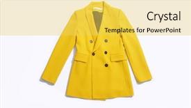  Presentation with women - Cool new PPT theme with women's yellow coat dress backdrop and a yellow colored foreground