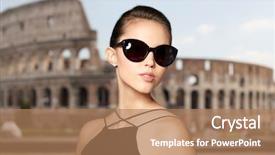  Presentation with italian fashion - Slide set having beautiful young woman in elegant background and a coral colored foreground