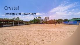  Presentation with equestrian - Slide set consisting of accessories-for-horse-trainings background and a light blue colored foreground