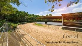  Presentation with equestrian - Beautiful presentation theme featuring accessories-for-horse-trainings backdrop and a coral colored foreground