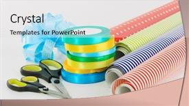  Presentation with gifts - Amazing PPT layouts having accessories for wrapping gift backdrop and a sky blue colored foreground