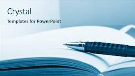  Presentation with accessories - Slide set having accessories office handle daily log background and a sky blue colored foreground