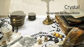  Presentation with crucifix - Amazing presentation theme having accessories one hundred years ago backdrop and a soft green colored foreground