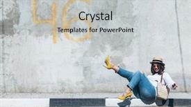  Presentation with plus size fashion model - Slide set with gray concrete city wall plus background and a light gray colored foreground