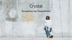  Presentation with plus size fashion model - Audience pleasing presentation design consisting of gray concrete city wall plus backdrop and a light gray colored foreground