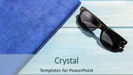  Presentation with towel for uk market - Beautiful slide deck featuring accessories stylish sunglasses with towel backdrop and a  colored foreground