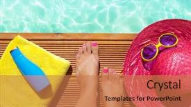  Presentation with summer holiday - Cool new slide set with accessories sunglasses straw hat towel backdrop and a coral colored foreground