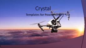  Presentation with drone - Presentation theme having accident aviation - drone for industrial works flying background and a teal colored foreground