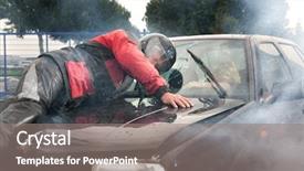  Presentation with car accident - Slides having accident between a motorcycle background and a gray colored foreground