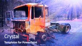  Presentation with road accident - Theme with accident careless driver destroy truck background and a navy blue colored foreground