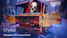  Presentation with road accident - Amazing theme having digital artwork on road safety backdrop and a navy blue colored foreground