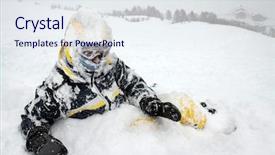  Presentation with accident - Theme enhanced with accident free - skier in the snow background and a sky blue colored foreground