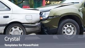  Presentation with crash - Beautiful presentation theme featuring accident on street damaged automobile backdrop and a gray colored foreground