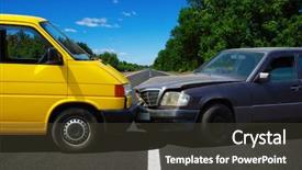  Presentation with street accident - Presentation featuring accident on street damaged automobile background and a tawny brown colored foreground