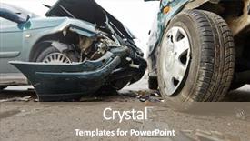  Presentation with crash - Audience pleasing slides consisting of accident on street damaged automobile backdrop and a gray colored foreground