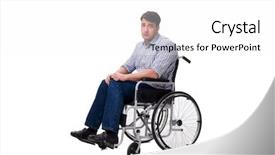  Presentation with wheelchair - Slides enhanced with accident procedure - man on wheelchair isolated background and a white colored foreground
