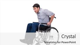  Presentation with accident - Slides with accident procedure - man on wheelchair isolated background and a white colored foreground