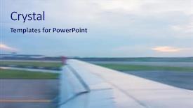  Presentation with runway - Cool new slides with accident purpose - wing while breaking during landing backdrop and a sky blue colored foreground