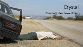  Presentation with street accident statistic - Slide deck enhanced with accident victim - injured man lying down background and a  colored foreground