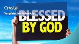  Presentation with blessed - Beautiful slide set featuring accolade - blessed by god card backdrop and a ocean colored foreground