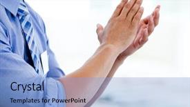  Presentation with accolade - Cool new slides with accolade - close-up of a businessman clapping backdrop and a light blue colored foreground