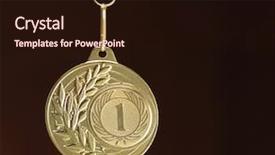  Presentation with medal - Colorful theme enhanced with accolade - gold medal on dark background backdrop and a wine colored foreground