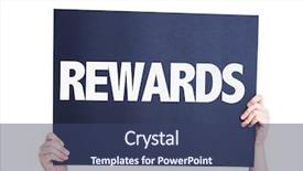  Presentation with rewards - PPT theme consisting of accolade - rewards placard isolated on white background and a ocean colored foreground