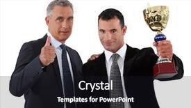  Presentation with two people holding hands - Presentation featuring accolade - two businessmen holding trophy background and a wine colored foreground