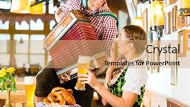  Presentation with restaurant - Colorful slides enhanced with accordion - bavarian restaurant with music guests backdrop and a coral colored foreground